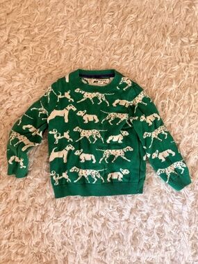 Boden Green Dog Motif Knit Sweater